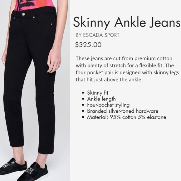 Escada Ankle Jeans in Black - NEW - Picture 6 of 14